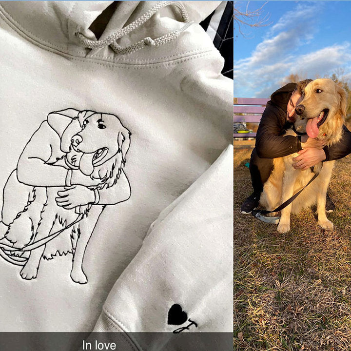 Personalized Embroidered Pet Portrait Sweatshirt for Pet Lovers