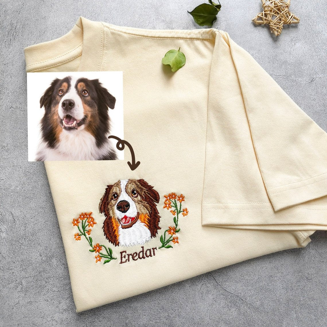 Personalized Embroidered Pet Face and Name Sweatshirt Shirt For Pet Lovers