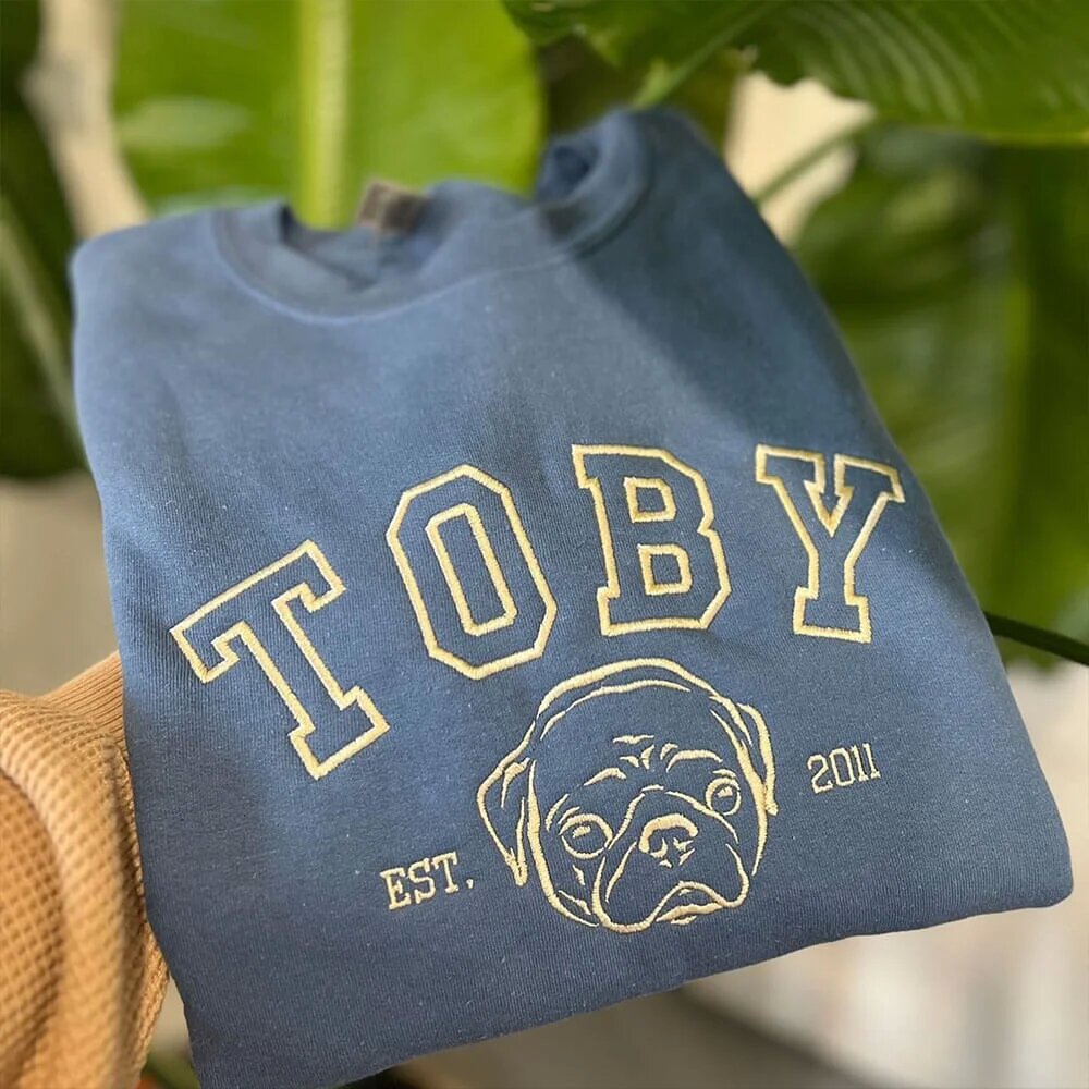 Personalized Embroidered Pet Face and Name Est Sweatshirt for Pet Lovers