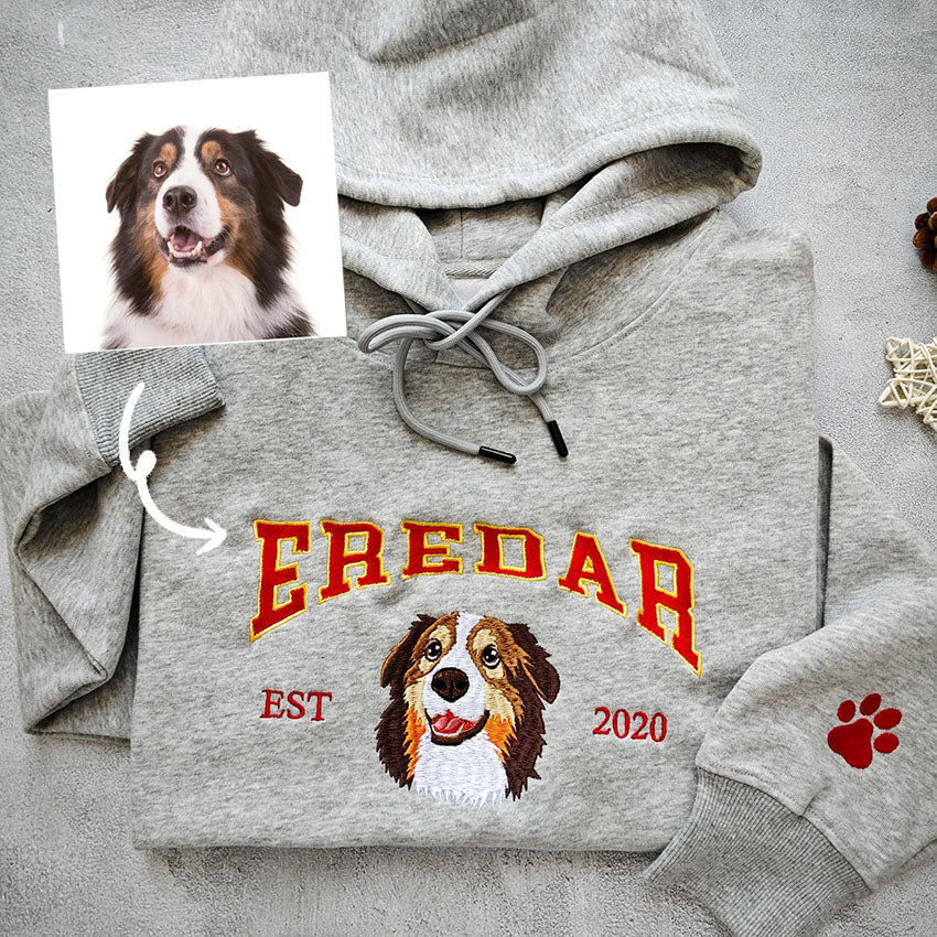 Personalized Embroidered Pet Face and Name Est Sweatshirt for Pet Lovers