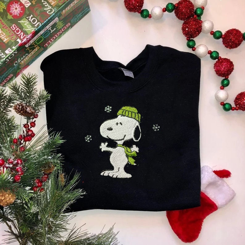 Christmas Cute Dog Embroidered Shirt