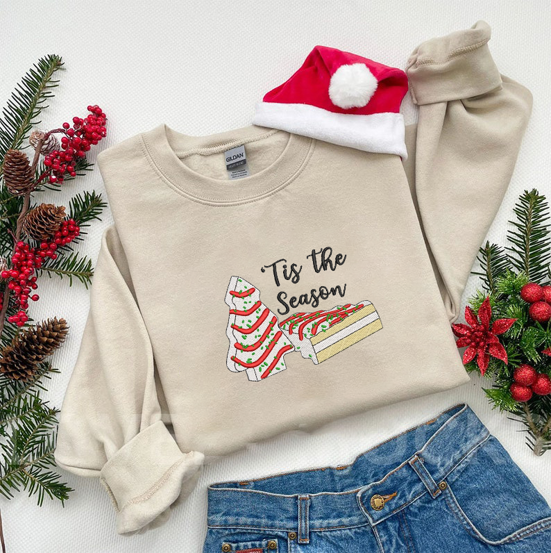 Little Debbie Christmas Tree Cake Embroidered Sweatshirt