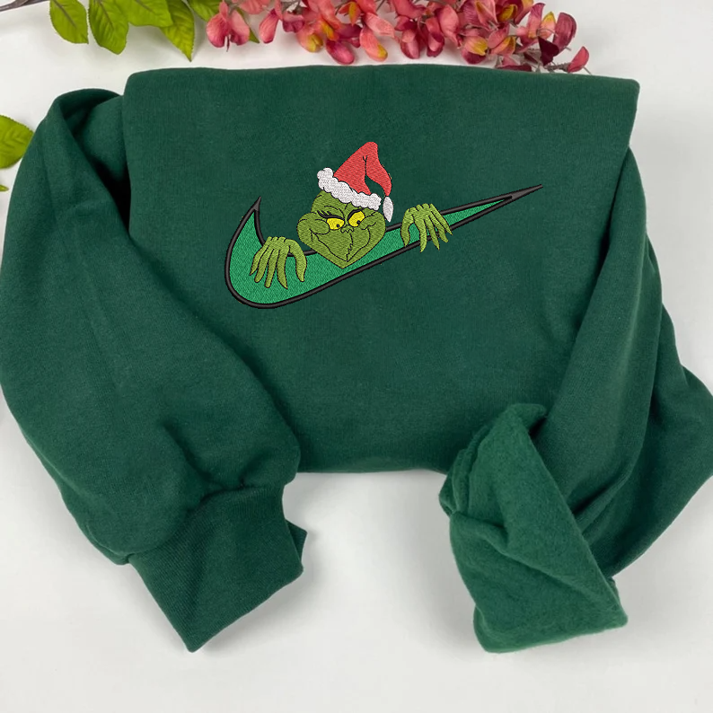 Merry Christmas Grinch Embroidered Sweatshirt