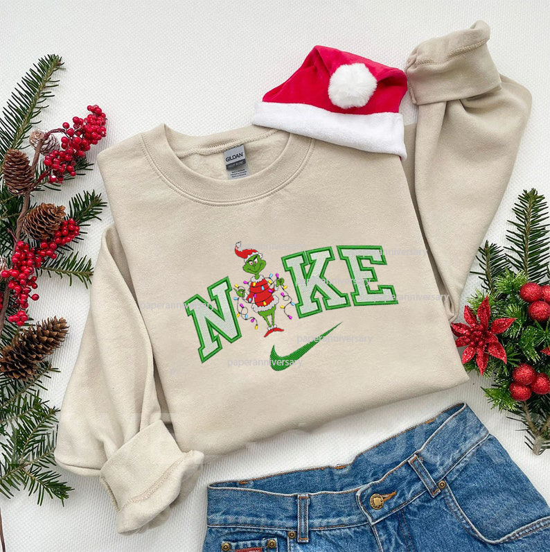 Vintage Grinch Christmas Embroidered Sweatshirt