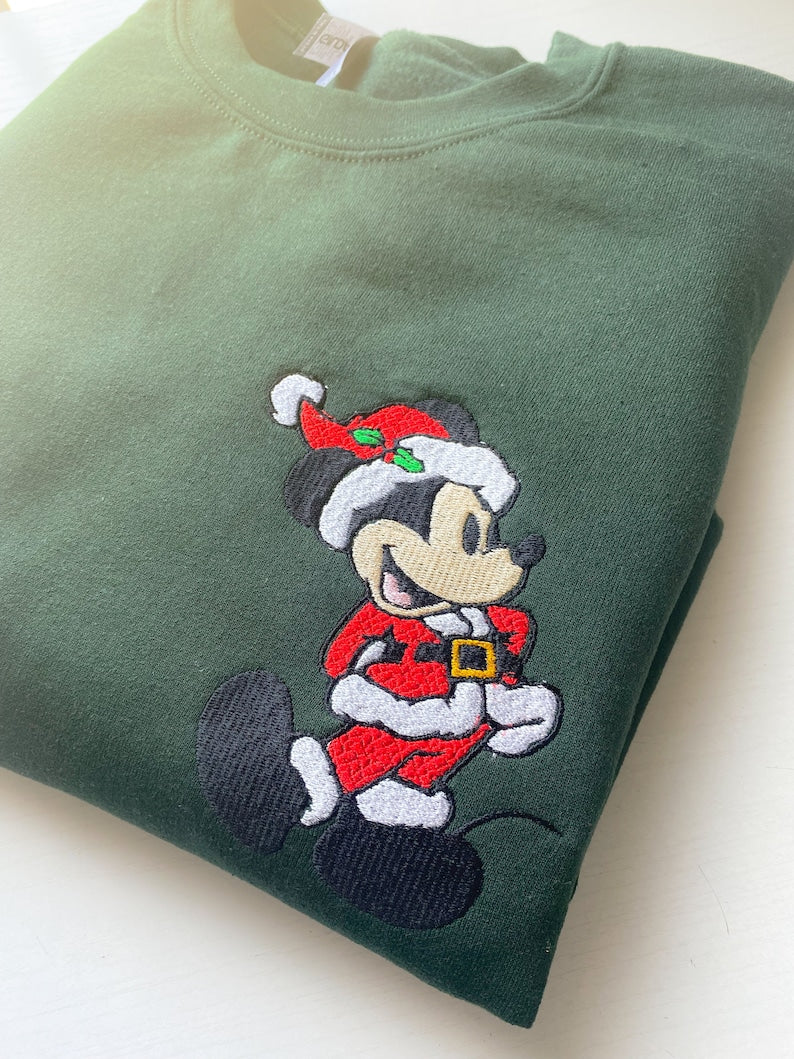 Santa Mickey Embroidered Shirt