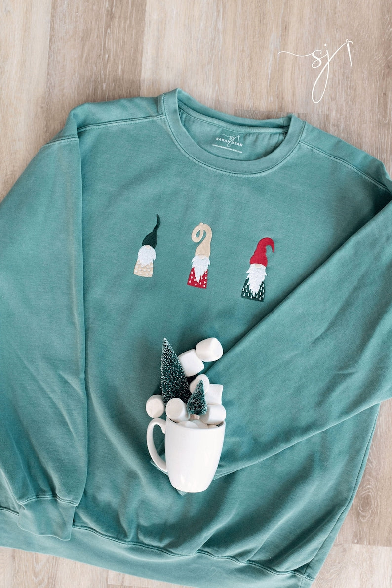 Christmas Gnomes Embroidered Shirt