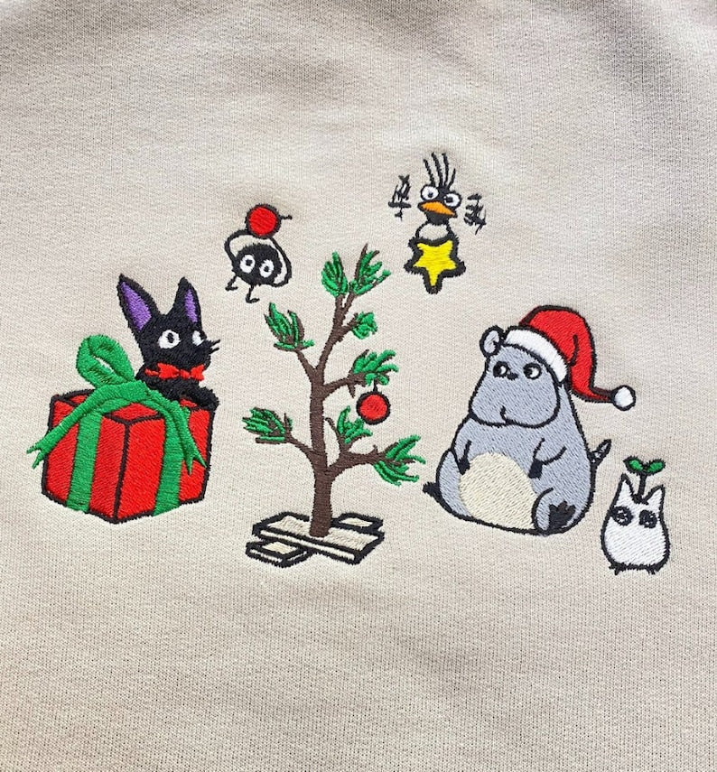 Ghibli Christmas Gathering Embroidered Shirt