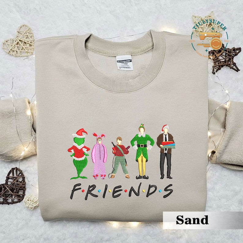 Christmas Friends Embroidered Shirt