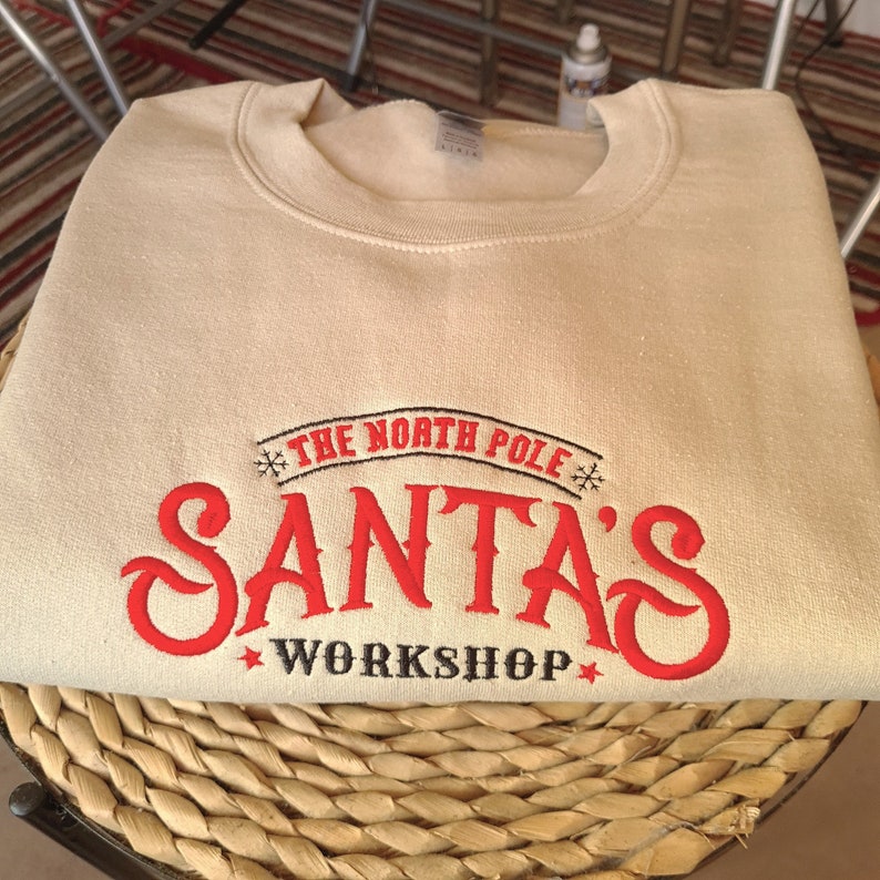 Santa Workshop Embroidered Christmas Shirt