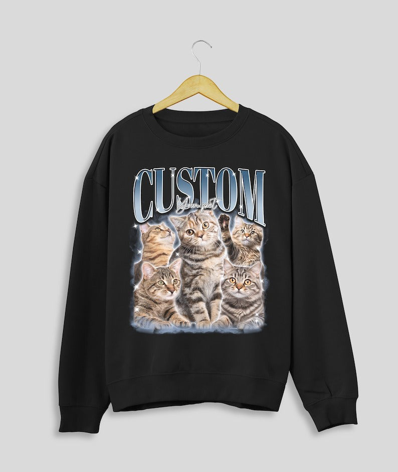 Custom Printing Vintage Hip Hop Vintage T-shirt Sweatshirt for Pet Lovers Couples