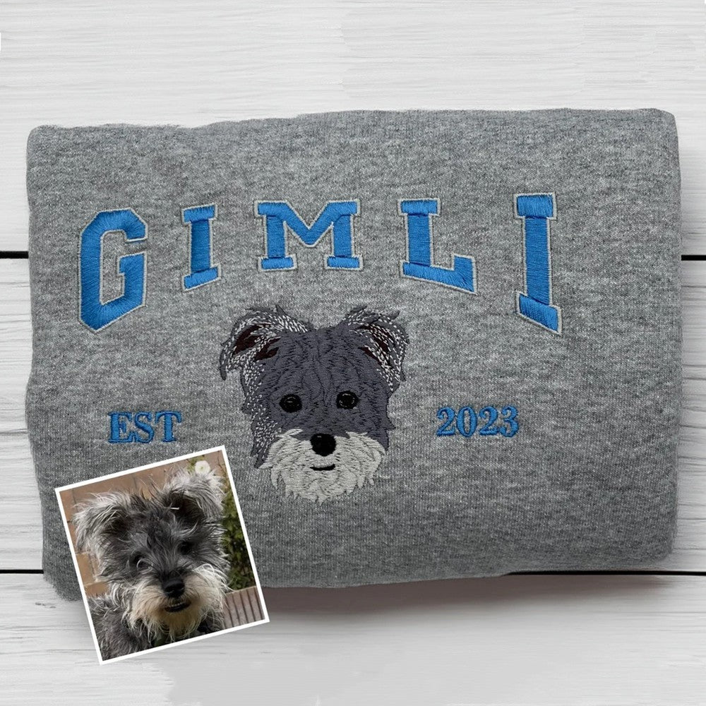 Personalized Embroidered Pet Face and Name Est Sweatshirt for Pet Lovers