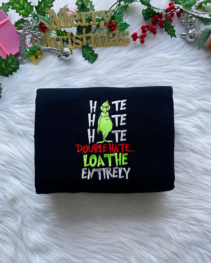 Grinch-inspired Christmas Collection - Embroidered Sweatshirt/Hoodie