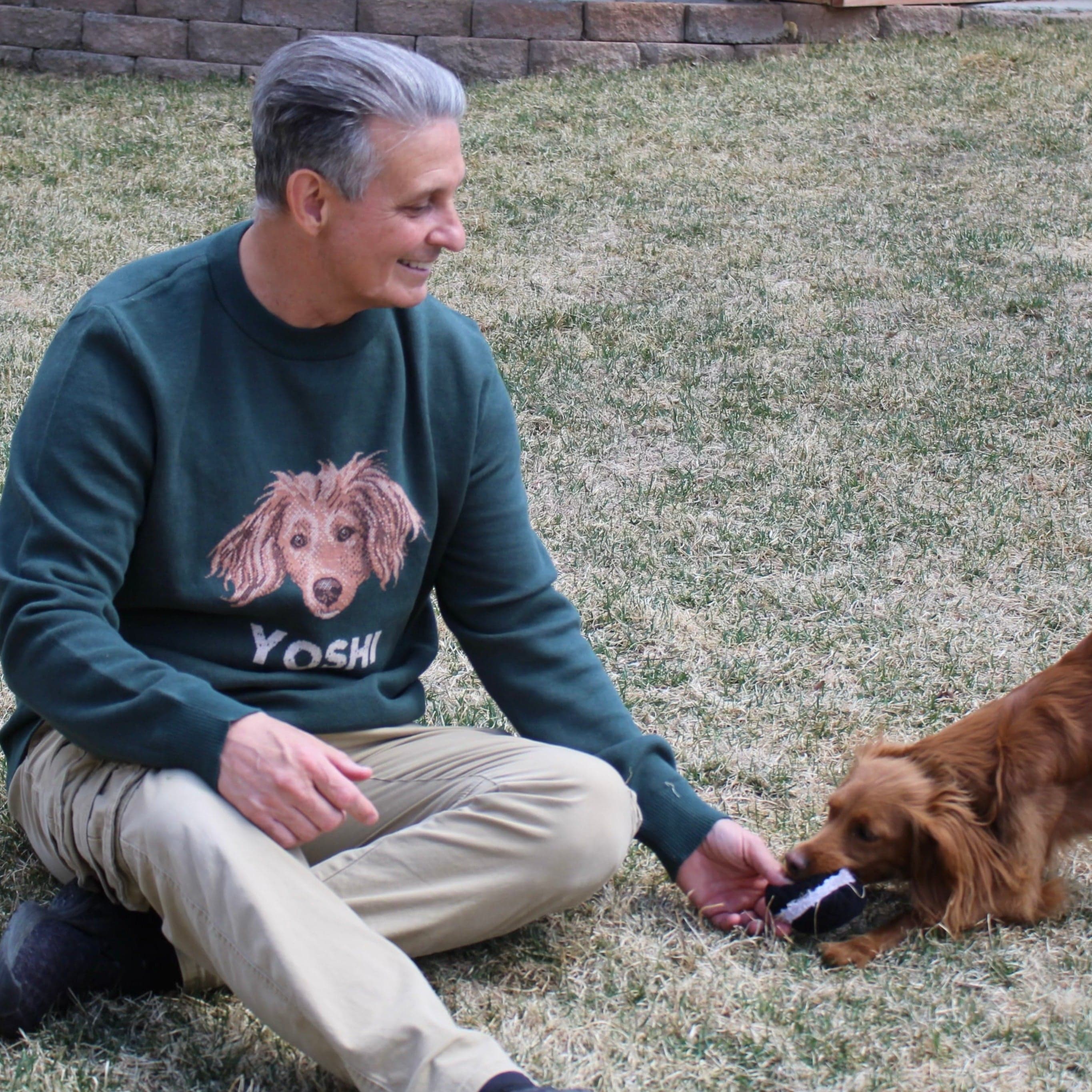 Custom Knitted Dog Dad Text and Pet Face Sweater