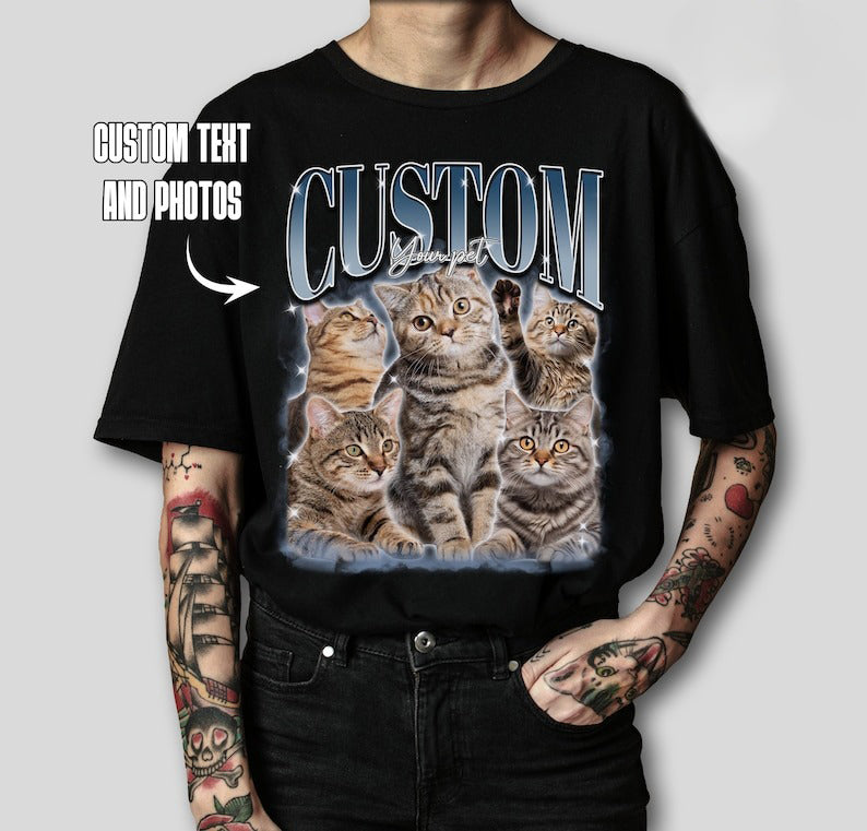 Custom Printing Vintage Hip Hop Vintage T-shirt Sweatshirt for Pet Lovers Couples