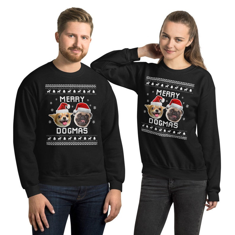 Custom Dog Picture Ugly Christmas Sweater, Holidays Sweatshirt with Dogs' Photo, Personalized Dog Face Sweatshirt, Dog Owner Xmas Gift Idea