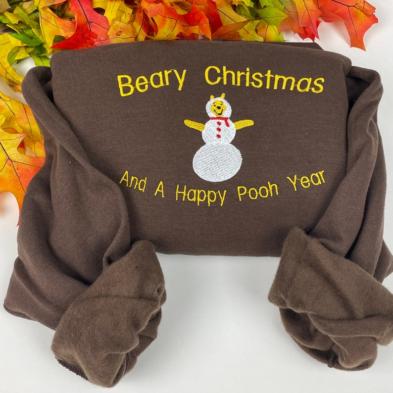 Christmas Sweatshirt Embroidered -  Sweatshirts- Embroidered Sweatshirts - Christmas- Winnie The Pooh