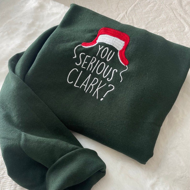 Are You Serious Clark Embroidered Sweatshirt - Griswold Family Christmas - Griswold Christmas- Christmas Gift - Funny Crewneck- Griswold