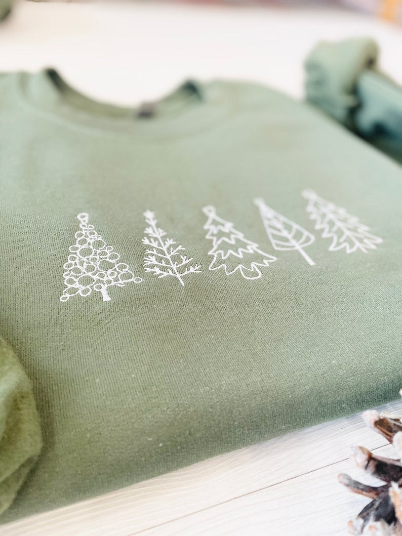 Christmas Tree Embroidered Sweatshirt, Christmas Sweatshirt, Embroidered Christmas Sweatshirt, Christmas Embroidery Sweatshirt,