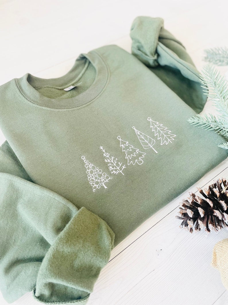 Christmas Tree Embroidered Sweatshirt, Christmas Sweatshirt, Embroidered Christmas Sweatshirt, Christmas Embroidery Sweatshirt,