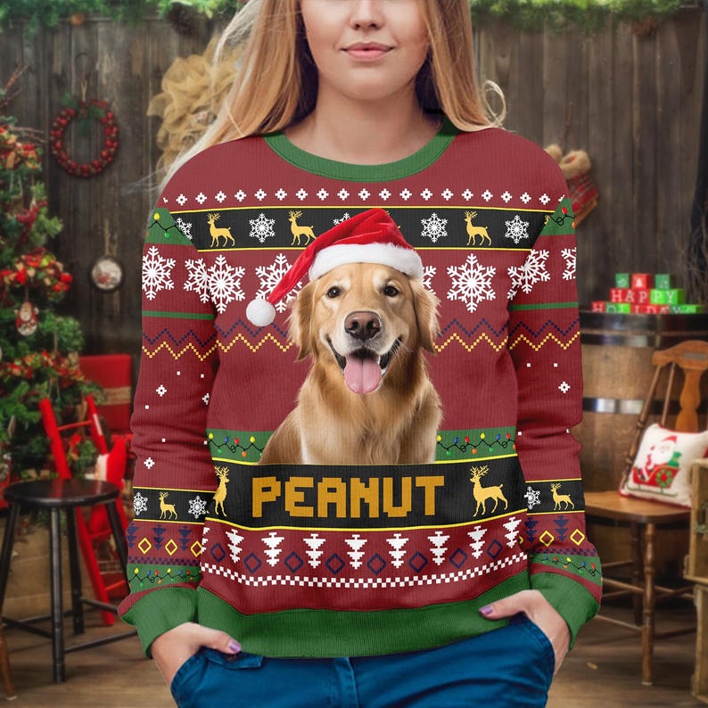 Custom Dog & Cat Photo Ugly Christmas Sweater, Personalized Custom Dog Photo Ugly Sweater, Funny Christmas Gift For Pet Owners, Pet Lovers