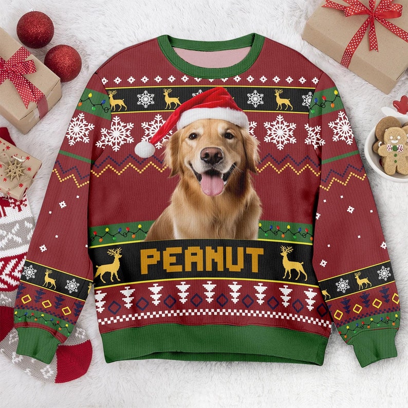 Custom Dog & Cat Photo Ugly Christmas Sweater, Personalized Custom Dog Photo Ugly Sweater, Funny Christmas Gift For Pet Owners, Pet Lovers