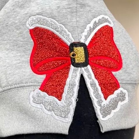 Christmas Red Side Bow Embroidered Sweatshirt