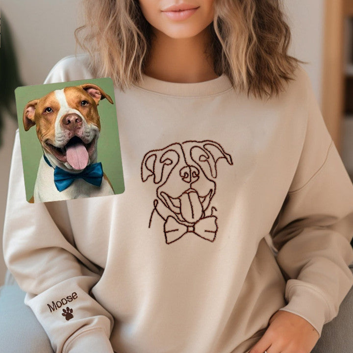 HOT SALE!! Personalized Embroidered Pet Outline Hoodie Gift Ideas For Pet Lovers