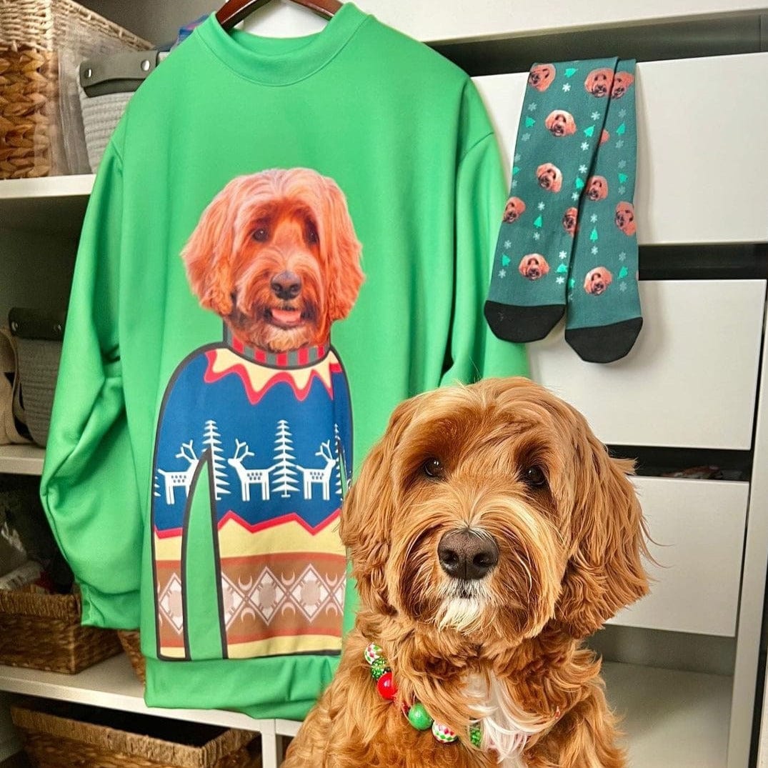 Custom Pet Face Christmas Sweatshirt